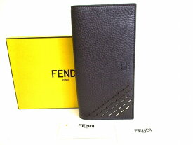 【未使用保管品】 フェンディ FENDI セレリア プリントファブリック カーフスキン 2つ折り 長財布 ロングウォレット メンズ ダークグレー 【中古】