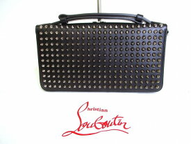 【超美品】 クリスチャン ルブタン Christian Louboutin パネトーネ メタルスパイク トラベルケース ラウンドファスナ― 長財布 メンズ レディース 黒 【中古】