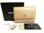 【未使用保管品】 シャネル CHANEL CCロゴ ココマーク レザー 2つ折り 財布 コンパクト財布 コンチネンタルウォレット ベージュ 【中古】