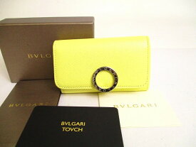 【未使用保管品】 ブルガリ BVLGARI ブルガリブルガリ ロゴクリップ グレインレザー ゴールド金具 6連 キーケース キーリング メンズ レディース ライトイエロー 【中古】