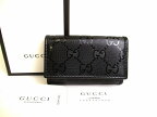 【未使用保管品】 グッチ GUCCI GG インプリメ レザー 6連 キーケース キーリング メンズ レディース 黒 【中古】