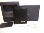 【希少】 【新古品】 ブルガリ BVLGARI パラディウムプレート カーフレザー 2つ折り 札入れ パスケース IDホルダー カードケース コンパクト財布 メンズ 黒 【中古】