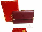 【未使用保管品】 カルティエ Cartier マスト ドゥ カルティエ カーフスキン ガマ口 3つ折り財布 ボルドー 【中古】