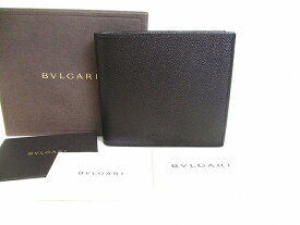 【未使用保管品】 ブルガリ BVLGARI クラシコ グレインレザー 2つ折り財布 コンパクト財布 メンズ 黒 【中古】