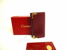 【未使用保管品】 カルティエ Cartier マスト ドゥ カルティエ カーフレザー 4連 キーケース キーリング メンズ レディース ボルドー 【中古】