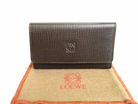 【新品同様】 ロエベLOEWE アナグラム レザー ゴールド金具 6連 キーケース キーリング メンズ レディース ダークブラウン 【中古】