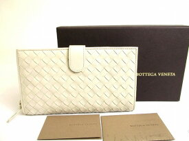 【未使用保管品】 ボッテガヴェネタ BOTTEGA VENETA イントレチャート ナッパ ロングウォレット 2つ折り 長財布 メンズ レディース オフホワイト 【中古】