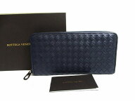 【新品同様】 ボッテガヴェネタ BOTTEGA VENETA イントレチャート カーフスキン ジップアラウンドウォレ…