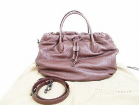 【新品同様】ボッテガヴェネタ BOTTEGA VENETA イントレチャート ハンドバッグ ショルダーバッグ 斜めかけ 2Way ダークブラウン 【中古】