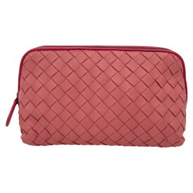 【中古】【BOTTEGAVENETA】ボッテガヴェネタ イントレチャート 化粧ポーチ ポーチ レザー レディース ピンク ミニ