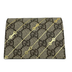 【中古】【GUCCI】グッチ GGスプリーム コンパクトウォレット 774332 二つ折り財布 レディース ホースビットプリント