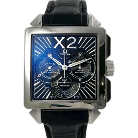 【中古】【OMEGA】オメガ デビル X2 クロノグラフ 423.13.37.50.01.001 腕時計 SS/レザー メンズ 自動巻き コーアクシャル 黒 ブラック