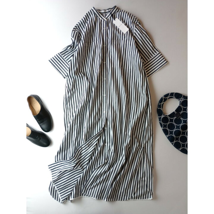 楽天市場】新品 BEIGE ベイジ コットン ストライプ ロング シャツ 半袖 