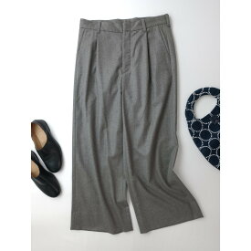 TOUJOURS トゥジュー ウール 毛 100％ ワイド パンツ グレー 2【中古】