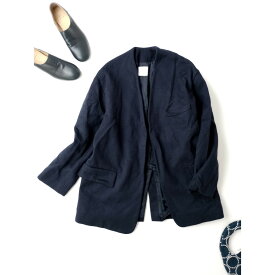 TOUJOURS トゥジュー ウール シルク ジャケット ダークネイビー 1【中古】