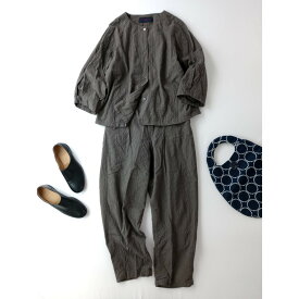 23SS GRANDMA MAMA DAUGHTER toro グランマママドータートロ 2Pセットアップエンブロイダリーノーカラーシャツ サイドジップパンツ 1グレー【中古】