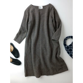 GASA ガサ ガンクラブ チェック 柄 ウール 毛 100％ ロング ワンピース ベージュ【中古】