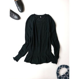 ガサ GASA ロング スリーブ 薄手 ニット トップス 長袖 黒 ブラック【中古】