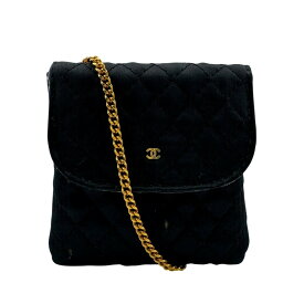 CHANEL シャネル マトラッセ レザー チェーン ショルダー アクセサリーポーチ ブラック レディース 保存箱 保存袋付き