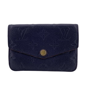 LOUIS VUITTON ルイヴィトン M62017 モノグラム・アンプラント ポシェット・クレ レザー コインケース キーリング付 ポーチ ネイビー
