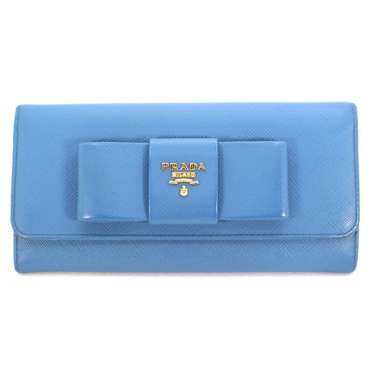 楽天市場】PRADA/プラダ 1MH132 サフィアーノ リボン 長財布 ブルー系 