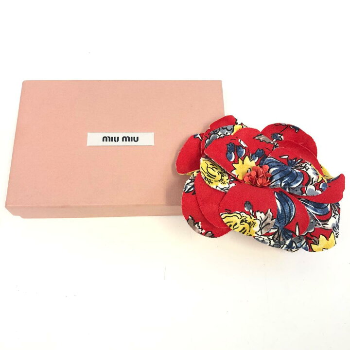 楽天市場】MIUMIU/ミュウミュウ ブローチ フラワー 花 ブローチ レッド 