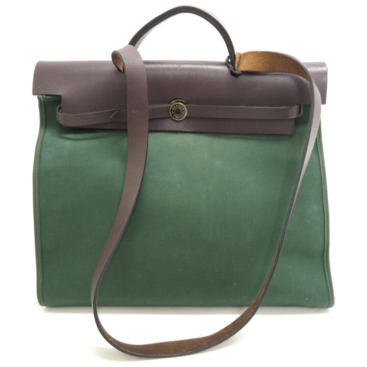 楽天市場】HERMES/エルメス エールバッグジップMM ハンドバッグ カーキ  