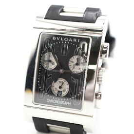BVLGARI/ブルガリ RTC49S L8201 レッタンゴロクロノ QZ クォーツ 黒文字盤 腕時計 ブラック メンズ
