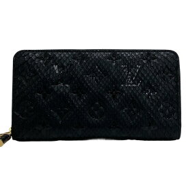 LOUIS VUITTON/ルイヴィトン N80686 ジッピーウォレット ラウンドファスナー モノグラムパイソン 長財布 ブラック レディース