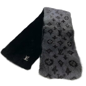 LOUIS VUITTON/ルイヴィトン M75891 ミンク モノグラム リバース マフラー ブラック レディース