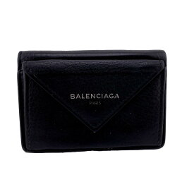 BALENCIAGA/バレンシアガ ペーパーミニウォレット 三つ折り財布 ブラック レディース