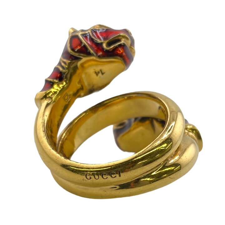 楽天市場】GUCCI/グッチ タイガーヘッドリング リング・指輪 ゴールド  