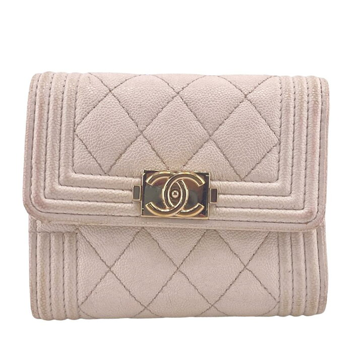楽天市場】CHANEL/シャネル ボーイシャネル キャビアスキン 三つ折り 