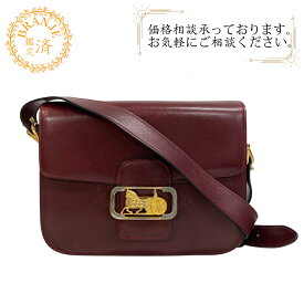 CELINE セリーヌ ショルダーバッグ ヴィンテージ 馬車金具 ショルダーバッグ バッグ カバン 斜めがけ 肩掛け ブランド ワインレッド レディース