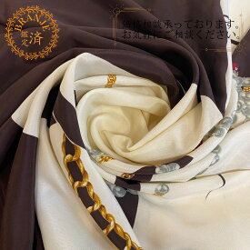 CHANEL シャネル マドモアゼル シルク100％ スカーフ ブランド カバー リボン ハイ プレゼント ブラウン レディース