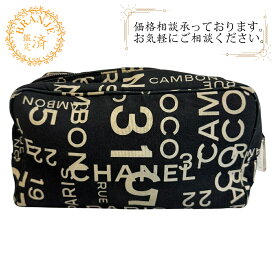 CHANEL シャネル ロゴ バイシーライン ポーチ 小物入れ ブラック レディース