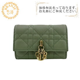 Dior ディオール グリシーヌウォレット ディディオール レディ ディオール カナージュ 二つ折り財布 財布 ウォレット ブランド 小銭入れ 札 グリーン レディース