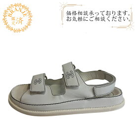 CHANEL シャネル 23.5 G31848 ベルクロ コンフォート ココマーク サンダル ホワイト レディース