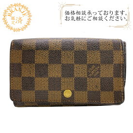 LOUIS VUITTON ルイヴィトン ルイヴィトン N61730 ポルトモネビエトレゾール コインケース付き ダミエエベヌ 二つ折り財布 財布 ウォレット ブランド 小銭入れ 札 ブラウン レディース