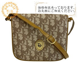 Christian Dior クリスチャンディオール ヴィンテージ ロゴプレート トロッター ショルダーバッグ バッグ カバン 斜めがけ 肩掛け ブランド ベージュ レディース