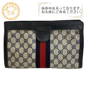 GUCCI グッチ セカンドバッグ 化粧ポーチ GGスプリーム シェリーライン クラッチバッグ バッグ カバン ブランド セカンドバッグ ネイビー