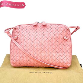 ＼6/5 23:59迄★更に10%OFFクーポン+20%OFF+P2倍 スーパーセール／【中古】ボッテガヴェネタ/BOTTEGA VENETA イントレチャート ノディーニ ショルダーバッグ 鞄 レディース レザー 斜め掛け ピンク系 ボッテガヴェネタ バッグ★66BA10