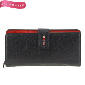 ＼4/21 23:59迄 ★10％OFFクーポン対象／【中古】[定価11.4万] クリスチャンルブタン/Christian Louboutin Paloma Wallet パロマ ウォレット 二つ折り長財布 ブランド レディース レザー×ラバー 本革 黒 赤 ルブタン 財布 長財布★04AA13