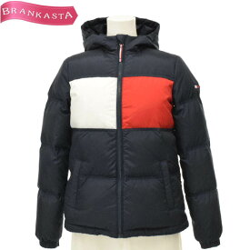 ＼通常の★50％OFF半額以下★4/29 昼12時まで お買い物マラソン／【中古】 トミーヒルフィガー/TOMMY HILFIGER ダウンジャケット 防寒アウター レディース 秋冬 ジップアップ 長袖 フーディー ネイビー XS S トミーヒルフィガー ダウンジャケット★51KG30