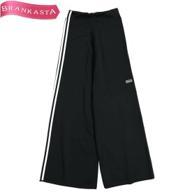 ＼3/31 23:59迄★お得なクーポン発行中／【中古】[定価1.3万] アディダス/adidas ワイドトラックパンツ ワイドパンツ ボトムス DU7290 レディース 春夏秋 スリーストライプス ロゴ 黒 白 J:L ウエスト65-69 L アディダス パンツ★61CF05