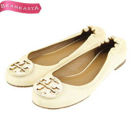 ＼通常の★10％OFF★4/29 昼12時まで お買い物マラソン／【中古】トリーバーチ/Tory Burch ミニー バレエシューズ 靴 レディース 春夏秋冬 フラットパンプス レザー 本革 アイボリー系 6M 23cm トリーバーチ バレエシューズ★62CA03