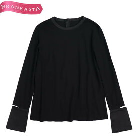 ＼4/24 9:59迄 ★60％OFFクーポン対象／【中古】[美品] ルシェルブルー/LE CIEL BLEU Satin Cuff Tops カットソー トップス 22S62204 レディース 春秋 長袖 綿100％ 黒 36 S ルシェルブルー カットソー★51JA71