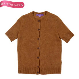 ＼4/24 9:59迄 ★70％OFFクーポン対象／【中古】ラルフローレン パープルレーベルコレクション/RALPH LAUREN PURPLE LABEL カーディガントップスニット 半袖 XS/TP キャメルブラウン レディースS秋冬 ラルフローレン カーディガン★41BC95