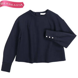 ＼通常の★30％OFF★4/29 昼12時まで お買い物マラソン／【中古】[美品 定1.3万]アクアガール/aquagirl トレーナー スウェット トップス スエット レディース 春秋冬 長袖カットソー 丸首 ドロップショルダー パールボタン 綿混 ネイビー 38 M アクアガール トップス★61CB39