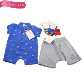 ＼6/4 20時スタート通常の20％OFF／【中古】[美品]ポールスミスベビー/Paul Smith baby 半袖ロンパース ショートパンツ 靴下3点 ショーパン 春夏 5点セット 子供服 6M 18M ブルーグレーマルチカラー ポールスミス ショートパンツ★62CA37